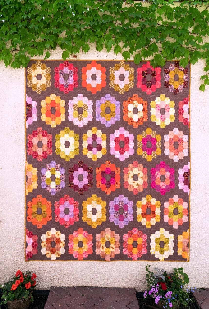 Sew Kind of Wonderful Hexie Meadow Quilt Pattern Finished Size 72"x87"