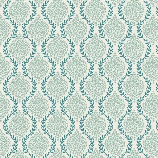 Lewis & Irene Spring Hare Reloved Fabric Collection Garlands on Aqua Premium 100% Cotton Quilt Shop Quality Fabrics