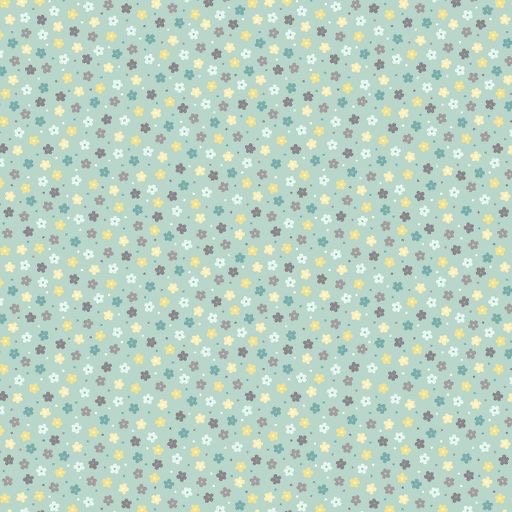 Lewis & Irene Spring Hare Reloved Fabric Collection Little Flowers on Aqua Premium 100% Cotton Quilt Shop Quality Fabrics