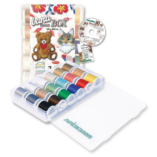 Madeira Lana Cotona Smart Box 18 Spool Wool Embroidery Thread Collection 30WT (Spool 220YDS)