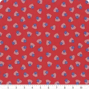 Lewis & Irene Americana Fabric Collection American Hearts on Dark Blue Premium 100% Cotton Quilt Shop Quality Fabrics