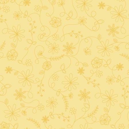 Maywood Studio Kimberbell Vintage Flora Fabric Collection Swirl Floral on Yellow Premium 100% Cotton Quilt Shop Quality Fabrics