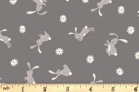 Lewis & Irene Bunny Hop Fabric Collection Bunny on Charcoal Premium 100% Cotton Quilt Shop Quality Fabrics