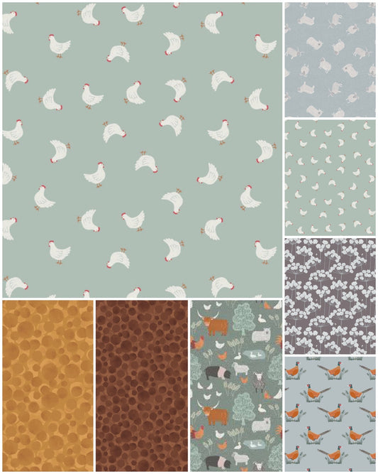 LAST ONE!! Lewis & Irene Country Life Reloved Fabric Collection Table Runner/Placemat Kit #1 (Backing Included) Premium 100% Cotton Fabrics