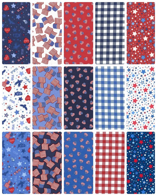 Lewis & Irene Americana Fabric Collection USA Motifs on White A631.1