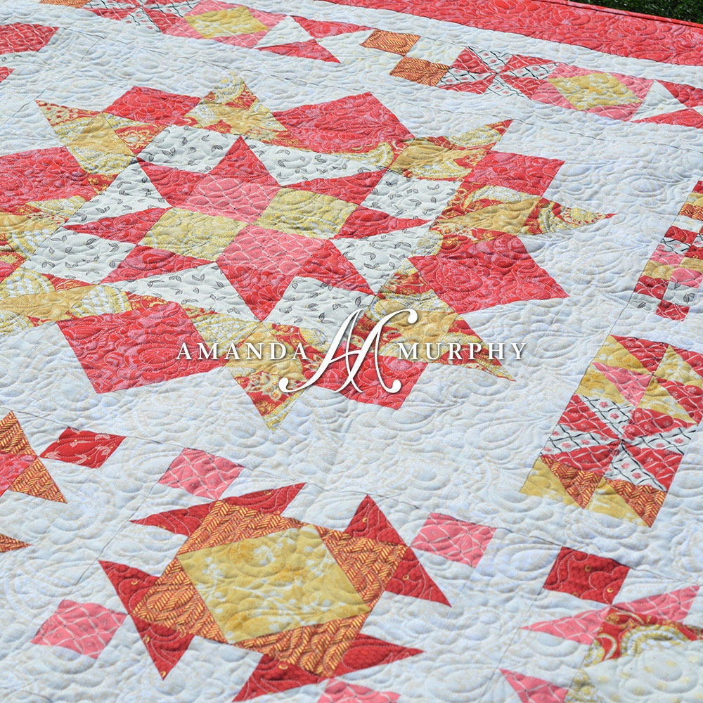 LAST ONE! Benartex Jubilee Fabric Collection Ruby Jubilee Quilt Kit Finished Size: 56.5"x80.5" Premium 100% Cotton Quilt Shop Quality Fabric