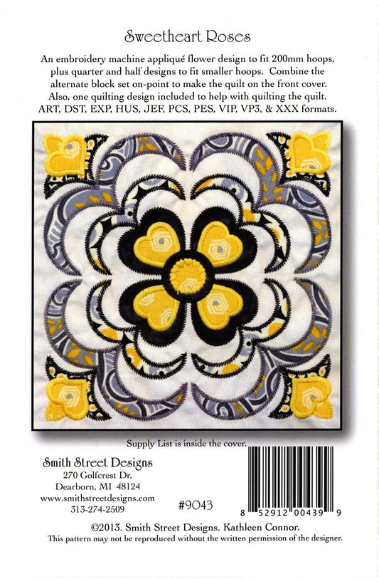 Smith Street Designs Sweetheart Roses Machine Embroidery CD