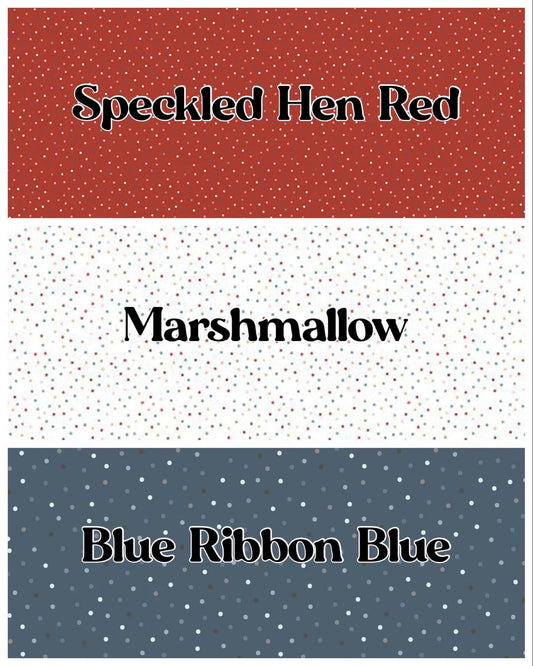 Poppie Cotton 50" Sunshine Star Quilt Kit Featuring Poppie Cotton Country Confetti Fabrics Blue Ribbon/Speckled Hen Red/Marshmallow