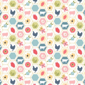 Poppie Cotton Sunshine & Chamomile Fabric Collection Strawberry Patch on White Premium 100% Cotton Quilt Shop Quality Fabrics