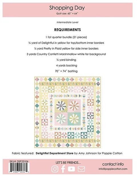 LAST ONE!! Poppie Cotton Shopping Day Quilt Kit Featuring Poppie Cotton Delightful Department Store Fabrics Finished Size: 60"x64"