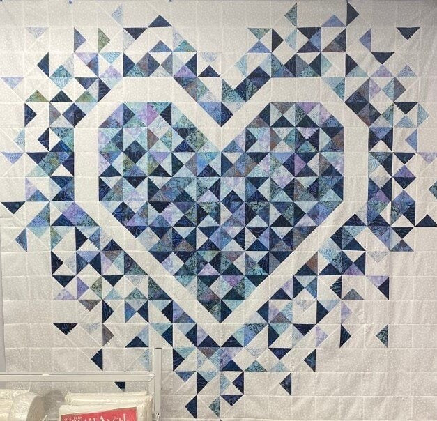 Slice of Pi Quilts Exploding Heart Quilt Pattern Finished Size: 72"x72"