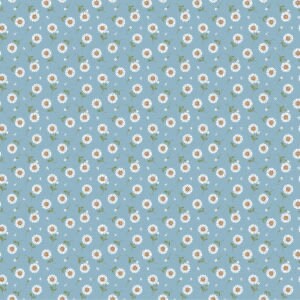 LAST BOLT!! Poppie Cotton Sunshine & Chamomile Fabric Collection Tossed Daisies on Blue Premium 100% Cotton Quilt Shop Quality Fabrics