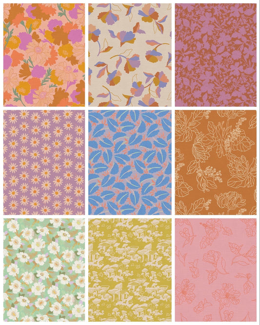 LAST BOLT! Paintbrush Studio Botanica Fabric Collection Lined Peony on Brown Premium 100% Cotton Quilt Shop Quality Fabrics
