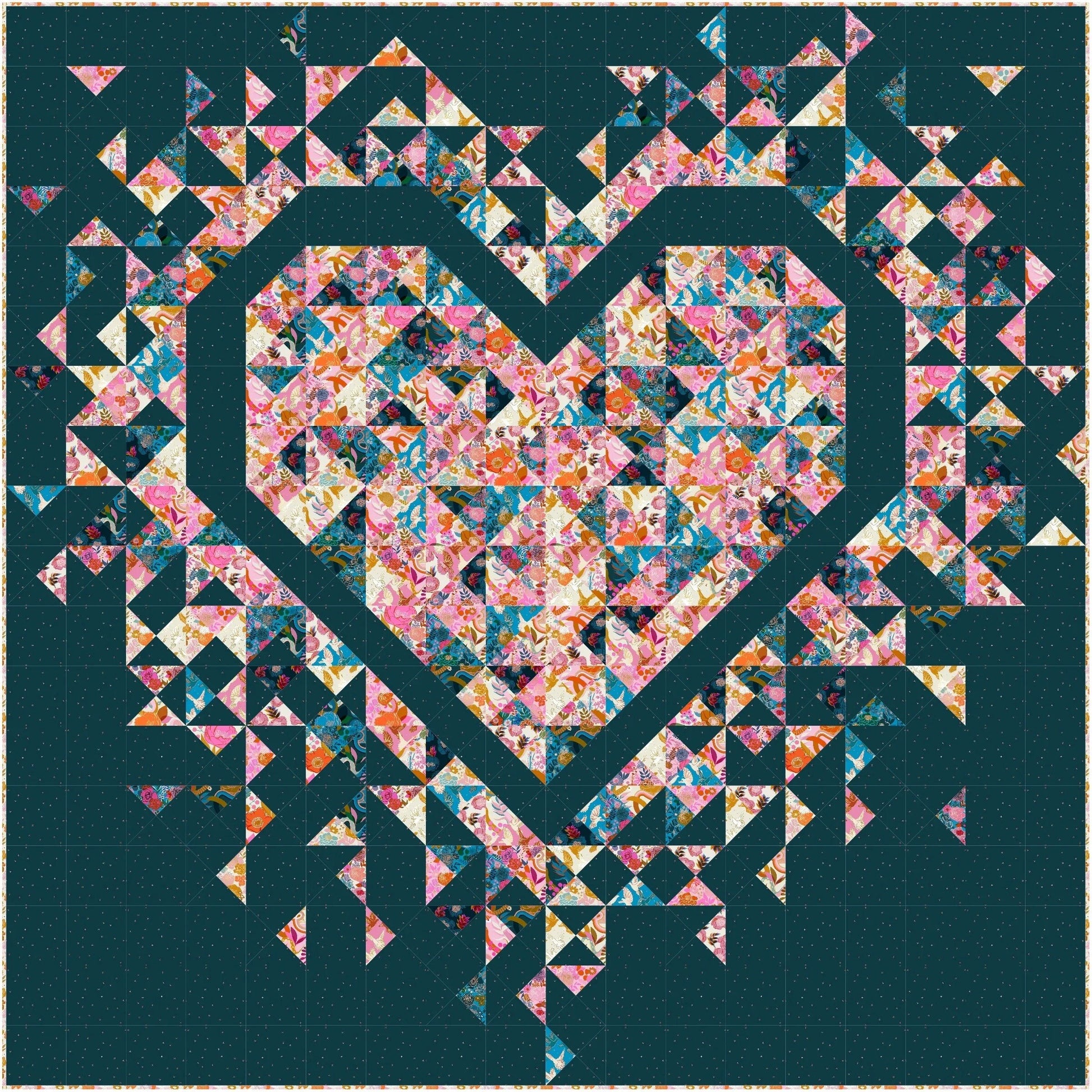 Slice of Pi Quilts Exploding Heart Quilt Pattern Finished Size: 72"x72"