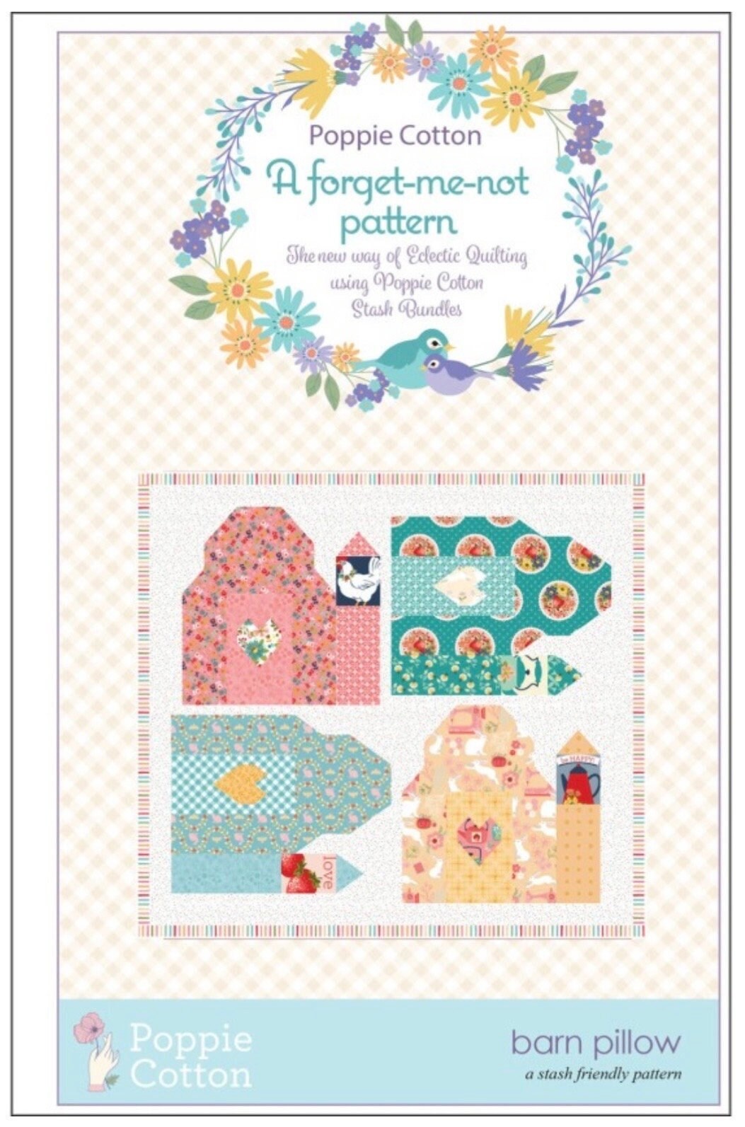 Poppie Cotton Blueberry Barn Pillow Pattern Finished Size: 22"x22"
