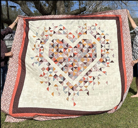 Slice of Pi Quilts Exploding Heart Quilt Pattern Finished Size: 72"x72"