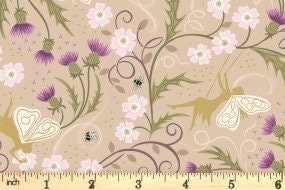 Lewis & Irene Celtic Fairies Fabric Collection Gold Metallic Fairies on Dark Cream Premium 100% Cotton Quilt Shop Quality Fabrics