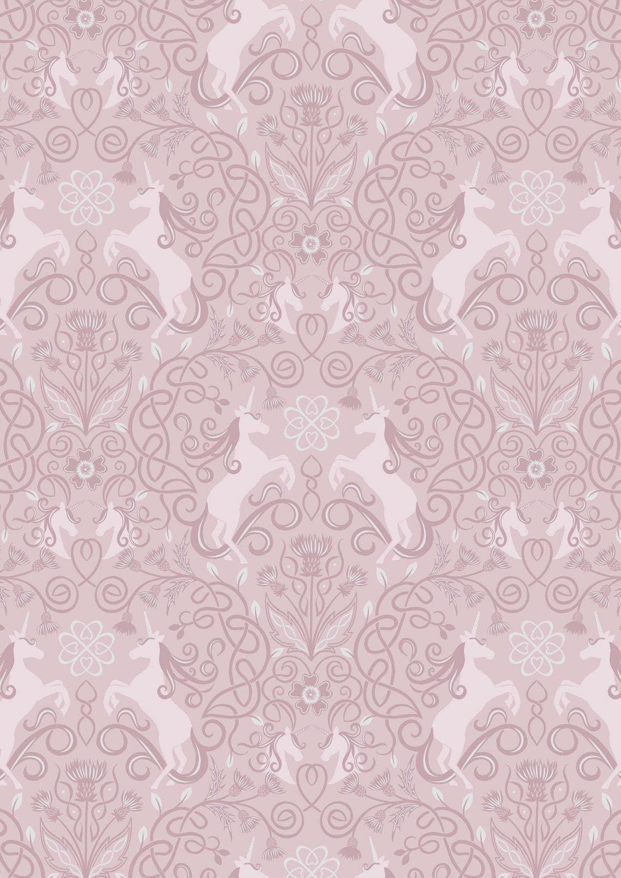 Lewis & Irene Celtic Fairies Fabric Collection Silver Metallic Unicorns on Soft Heather Premium 100% Cotton Quilt Shop Quality Fabrics