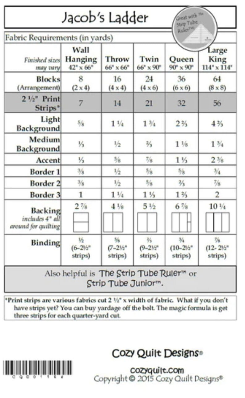 Cozy Quilt Designs Jacob's Ladder Quilt Pattern - 5 Size Variations Per Pattern