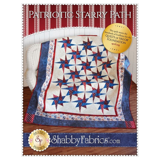 Shabby Fabrics Patriotic Starry Path Quilt Pattern Finished Size: 55"x68"