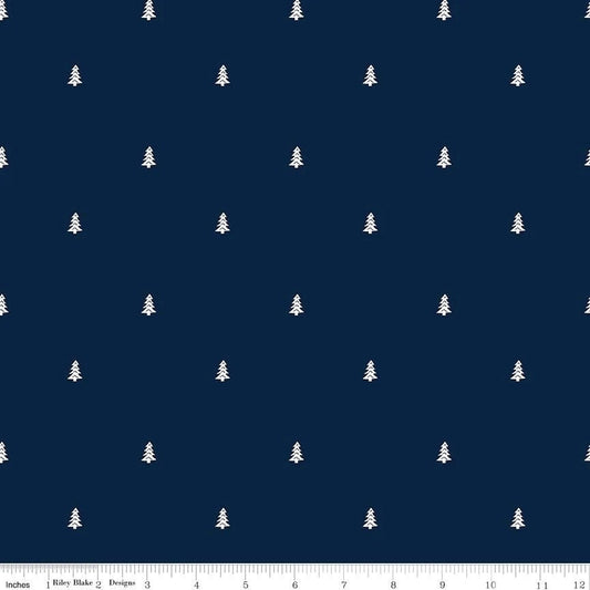 Riley Blake Love You S'more Fabric Collection Trees on Navy Premium 100% Cotton Quilt Shop Quality Fabrics