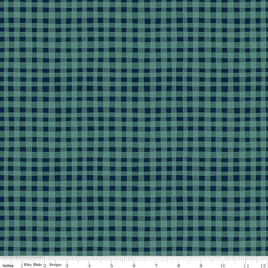 Riley Blake Love You S'more Fabric Collection Gingham on Teal Premium 100% Cotton Quilt Shop Quality Fabrics