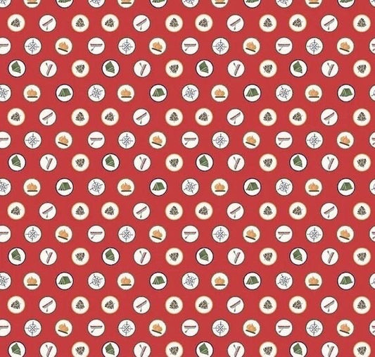 Riley Blake Love You S'more Fabric Collection Badges on Red Premium 100% Cotton Quilt Shop Quality Fabrics