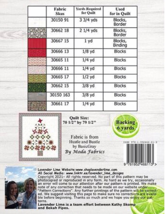 LavenderLime Christmas At Home Quilt Pattern Finished Size: 70.5"x79.5"