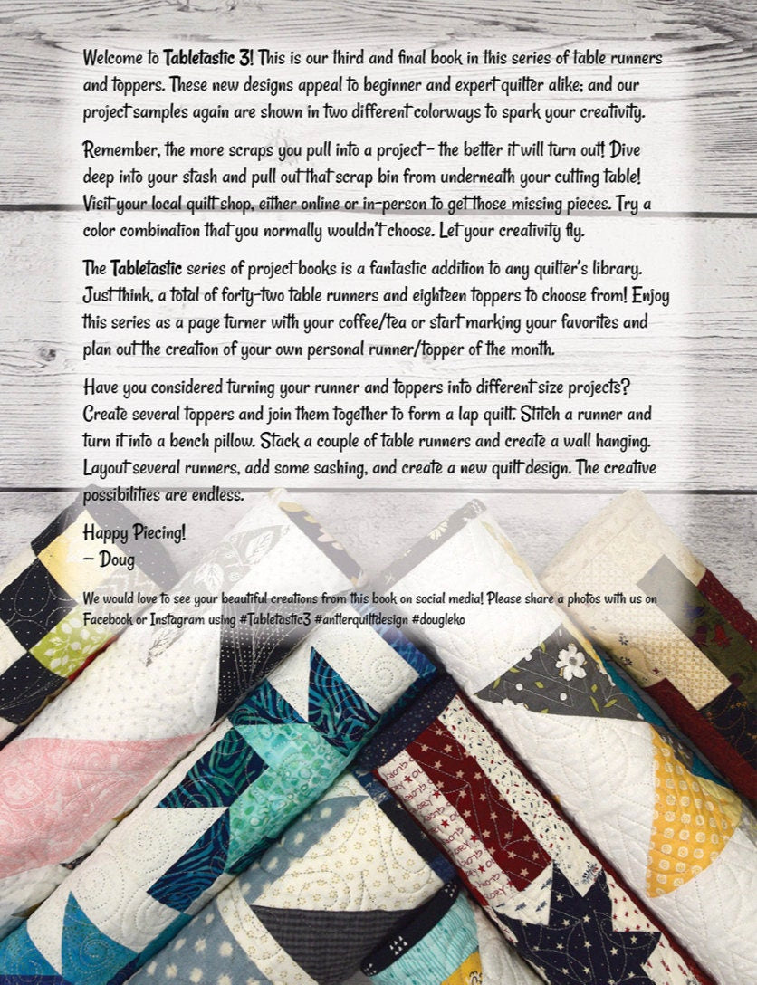 Doug Leko Antler Quilt Designs Tabletastic! 3 Pattern Book (20 Patterns Per Book)