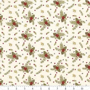 Riley Blake Silent Night Fabric Collection Olive Branch on Ivory Sparkle Premium 100% Cotton Quilt Shop Quality Fabrics