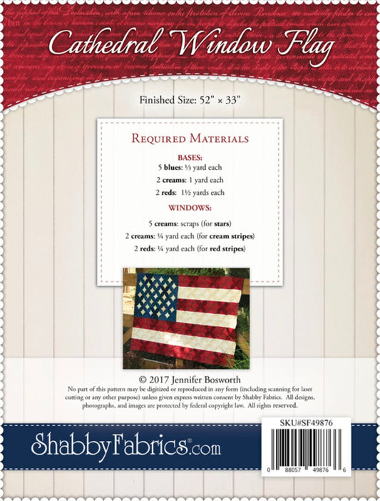 Shabby Fabrics Cathedral Window Flag Pattern Finished Size: 52"x33"