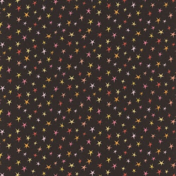 Poppie Cotton Kitty Loves Candy Fabric Collection Sparkly Stars on Black Premium 100% Quilt Shop Quality Cotton Fabrics