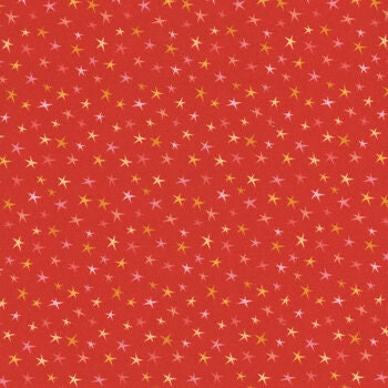 Poppie Cotton Kitty Loves Candy Fabric Collection Sparkly Stars on Orange Premium 100% Quilt Shop Quality Cotton Fabrics