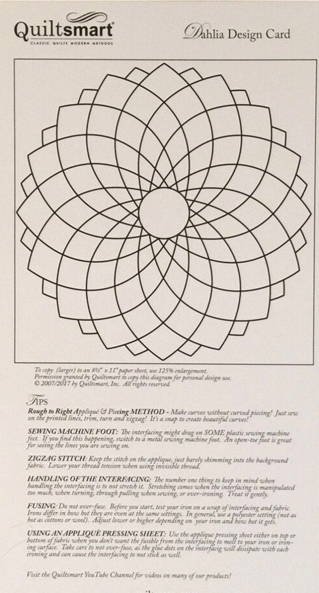 Quiltsmart Dahila Quilt Printed Interfacing Pack & Pattern Pack