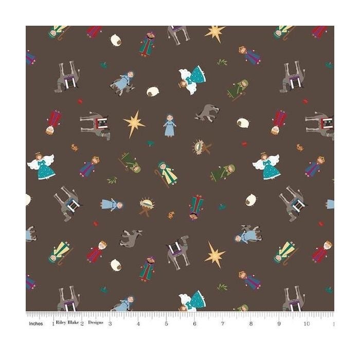 Riley Blake Silent Night Fabric Collection Nativity Characters on Earth Sparkle Premium 100% Cotton Quilt Sop Quality Fabrics