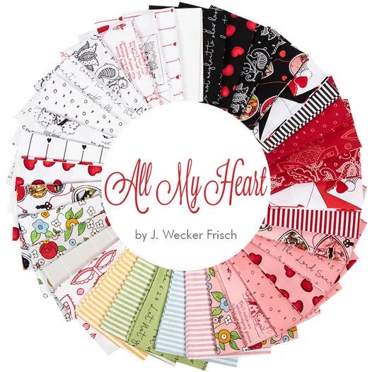 Riley Blake J. Wecker Frisch All My Heart Fabric Collection Candy Stripes on Pink Authentic Premium 100% Cotton Fabrics