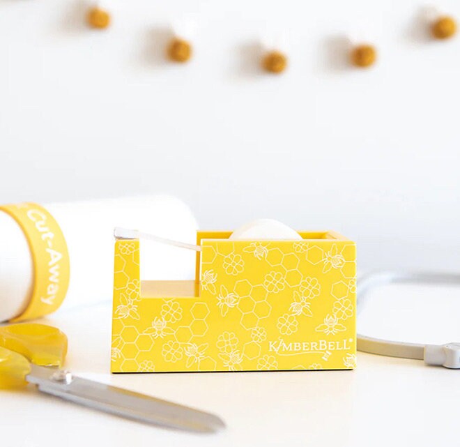 RETIRED!! Kimberbell Yellow Honeycomb Paper Tape Dispenser Size: 2" x 2.75" x 5.25"