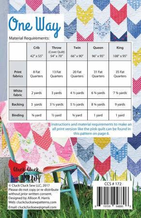 Cluck Cluck Sew One Way Quilt Pattern (5 Size Variations Per Pattern)