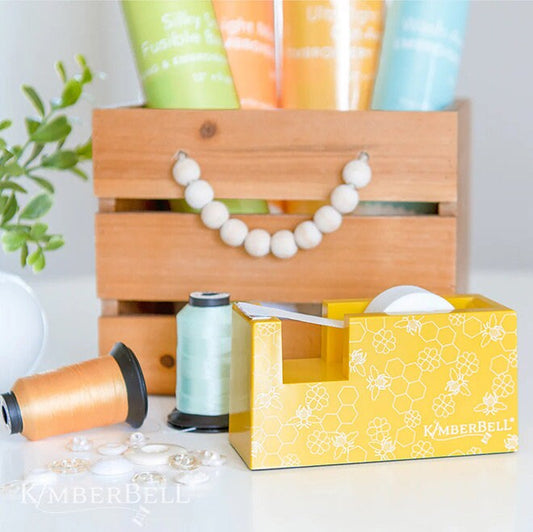 RETIRED!! Kimberbell Yellow Honeycomb Paper Tape Dispenser Size: 2" x 2.75" x 5.25"