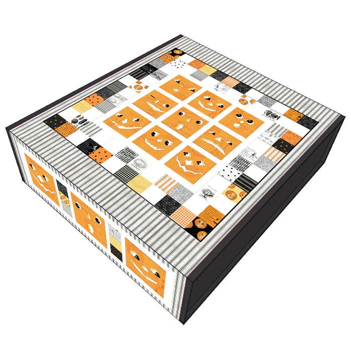 Riley Blake Patch Jacks Quilt Kit Featuring J Wecker Frisch Pumpkin Patch Fabric Collection Finished Size: 50"x50"