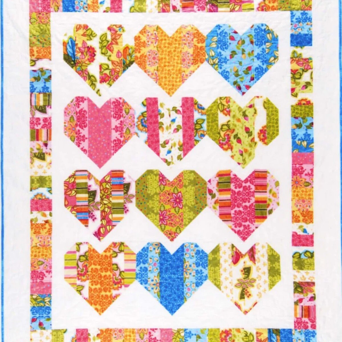Black Mountain Needleworks Heartstrings Quilt Pattern Finished Size: 56"x68"