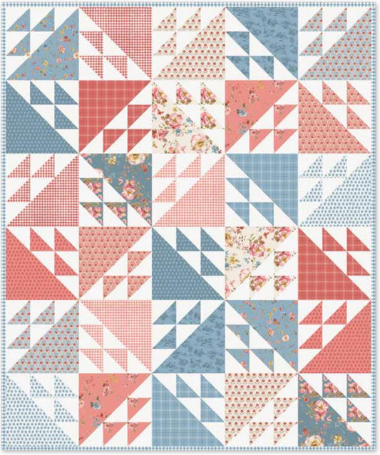 Riley Blake It's Sew Emma Tail Feathers Quilt Kit Featuring Countryside Fabric Collection Finished Size: 60.5"x72.5"