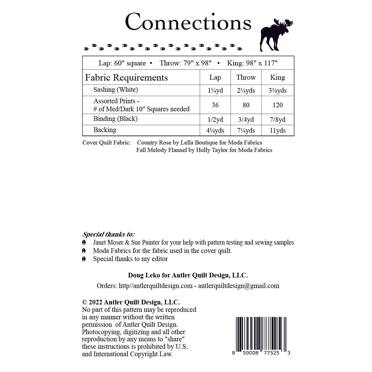 Doug Leko Antler Quilt Designs Connections Quilt Pattern - 3 Size Variations Per Pattern