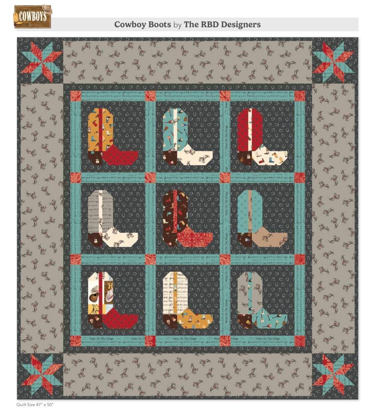 SHIPPING NOW!! Riley Blake Cowboy Boots Quilt Kit Featuring Echo Park Cowboys Fabric Collection