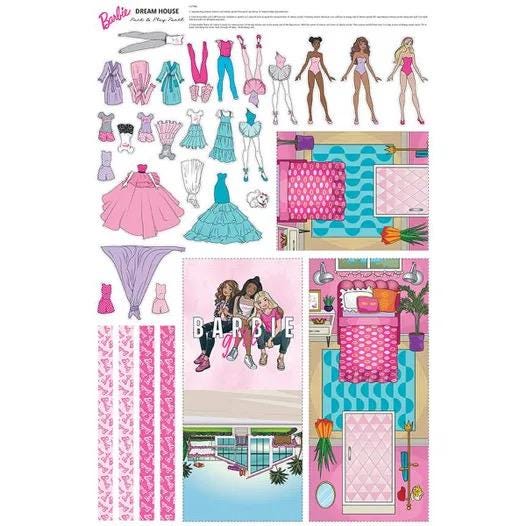 Riley Blake Barbie™ Girl Barbie Dream House Pack and Play Felt Panel Premium 100% Polyester Felt Fabrics