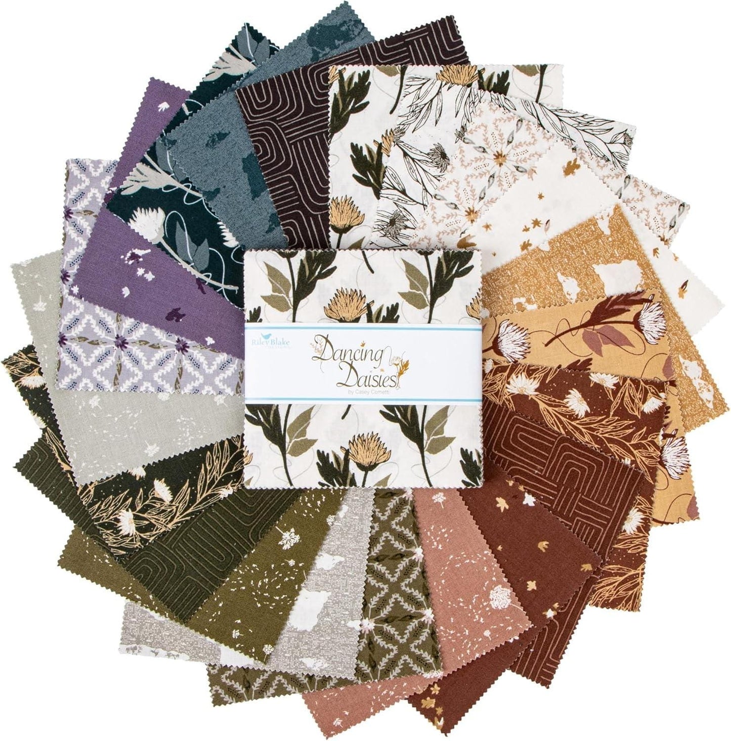 Riley Blake Dancing Daisies Fabric Collection 10" Stacker (42 Pieces Per Bundle)