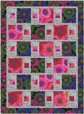 Fabric Cafe Dash Quilt Pattern - Uses Only 3 Yards of Fabric Finished Size: 44"x58"