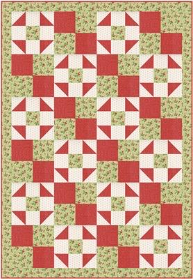 Fabric Cafe Merry & Bright Quilt Pattern - Uses Only 3 Yards of Fabric Finished Size: 40"x58"