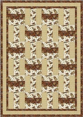 Fabric Cafe Rail Fence Quilt Pattern - Uses Only 3 Yards of Fabric Finished Size: 44"x62"