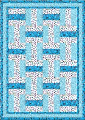 Fabric Cafe Rail Fence Quilt Pattern - Uses Only 3 Yards of Fabric Finished Size: 44"x62"